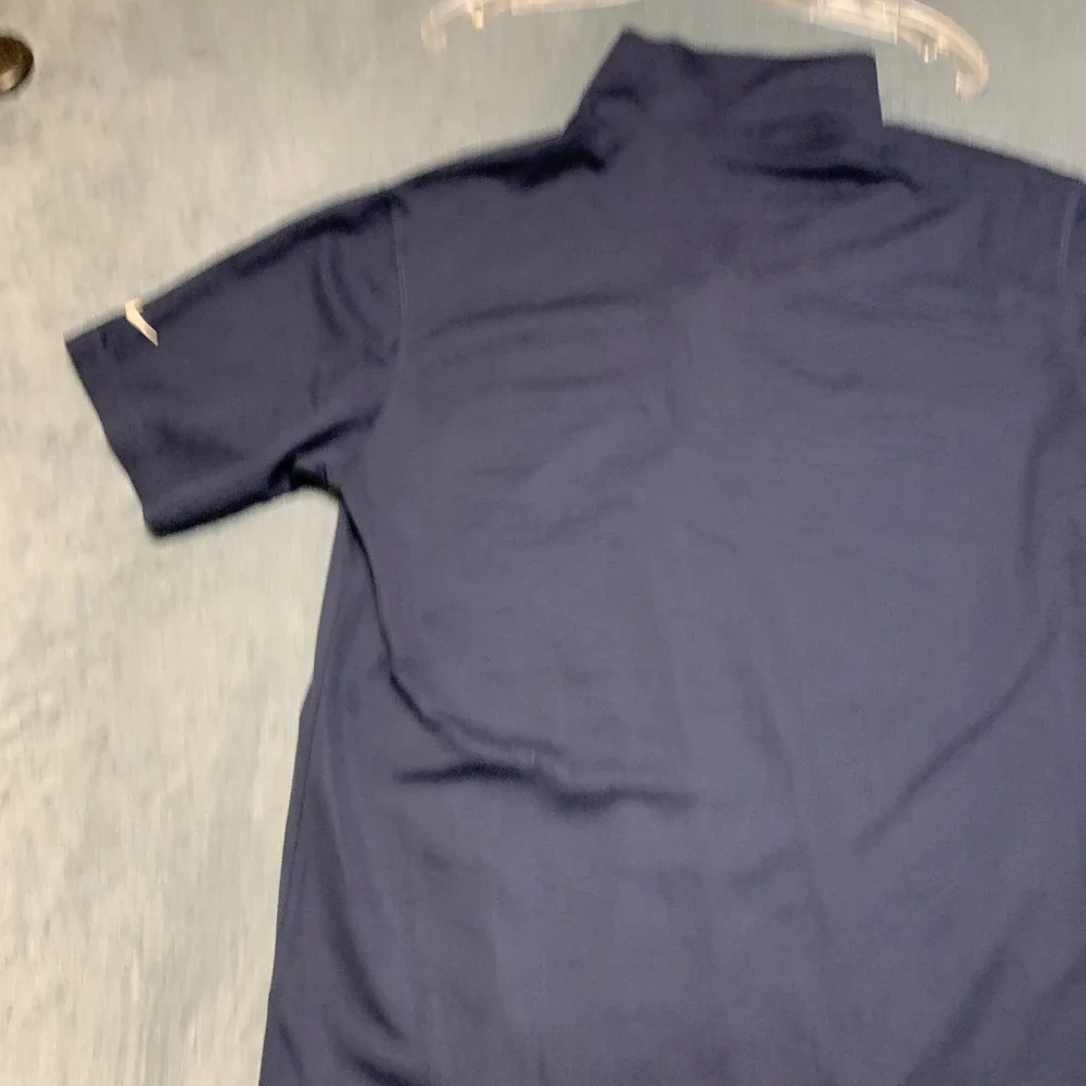 Nike Dri-Fit Polo Shirt Mens Medium Navy Blue Logo Short Sleeve Golf Performance